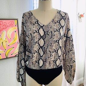 Peach Love California- SNAKESKIN PRINTED BODYSUIT